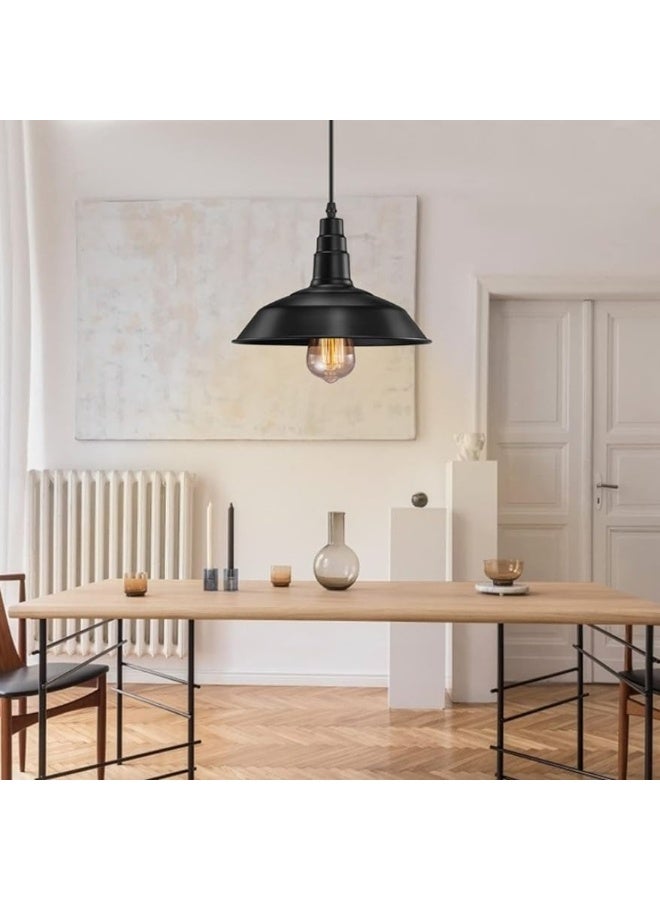 المفتاحة مصباح سقف معلق صناعي أسود معدني على شكل جرس | مصباح معلق عصري لغرفة المعيشة، غرفة الطعام، المطبخ والمكتب | إضاءة صناعية كلاسيكية - Image 1